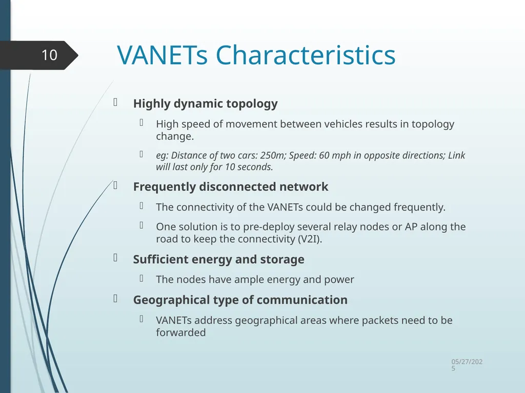Routing in Vehicular Ad Hoc Networks: A Survey Fan - slide 10 of 51