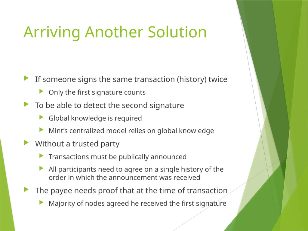 Bitcoin: A Peer-to-Peer Electronic Cash System - slide 12 of 26