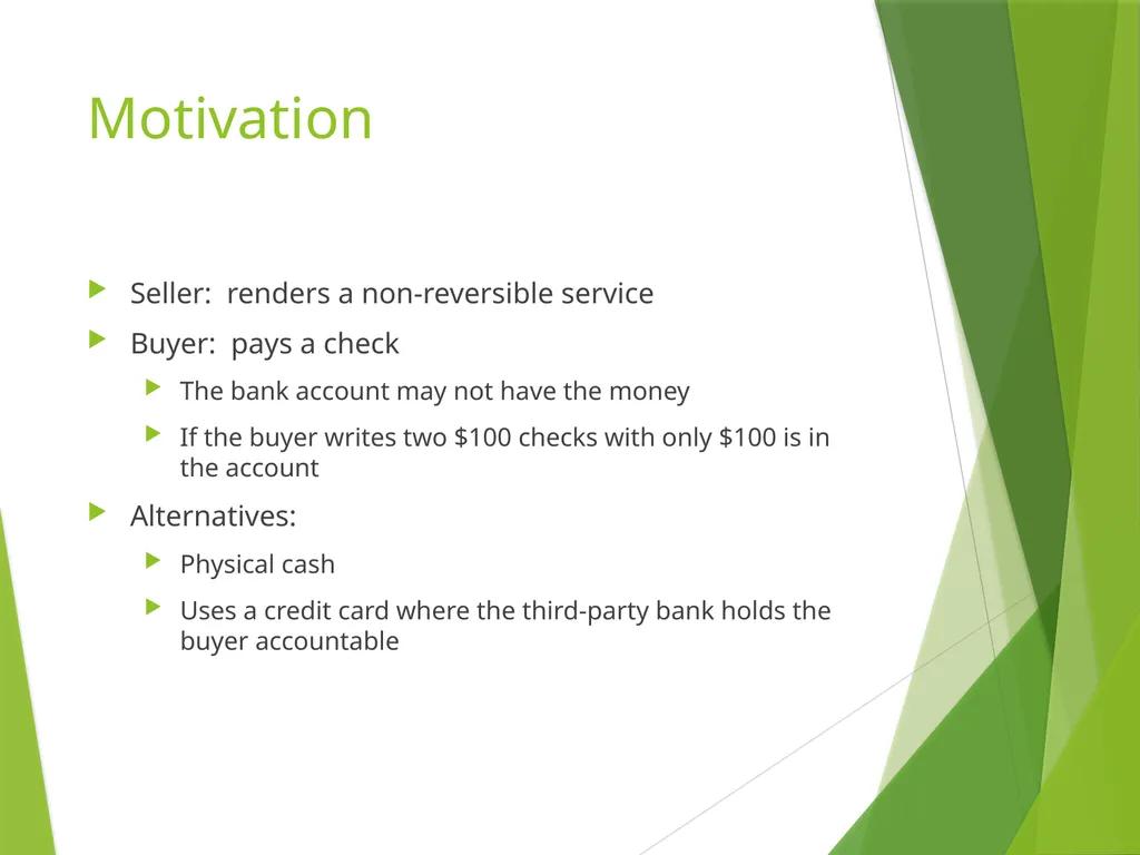 Bitcoin: A Peer-to-Peer Electronic Cash System - slide 3 of 26