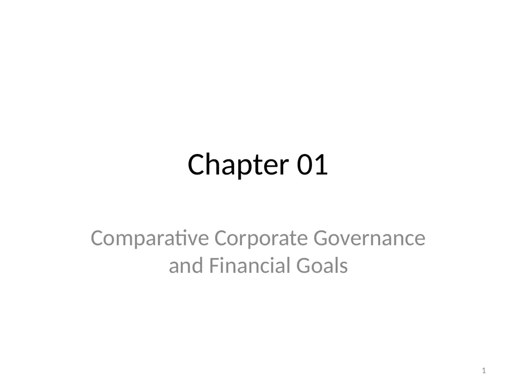 Chapter 01 Comparative Corporate Governance and