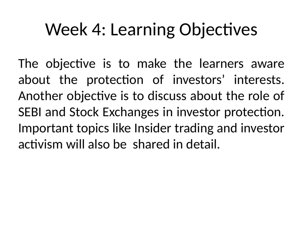 Course Name: Fundamentals of Investment Week 4: - slide 2 of 23
