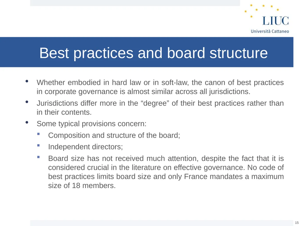 The Basic Governance Structure: the Interests of - slide 15 of 39