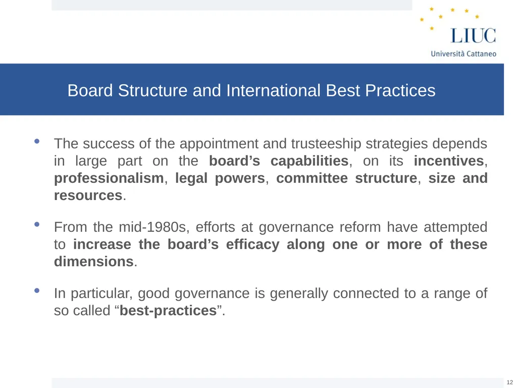 The Basic Governance Structure: the Interests of - slide 12 of 39