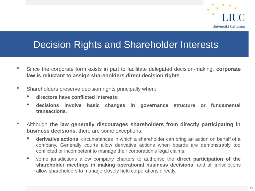 The Basic Governance Structure: the Interests of - slide 16 of 39