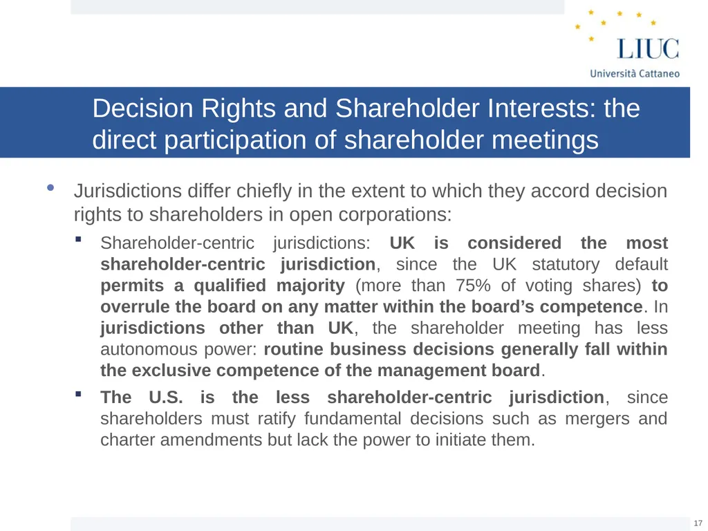 The Basic Governance Structure: the Interests of - slide 17 of 39