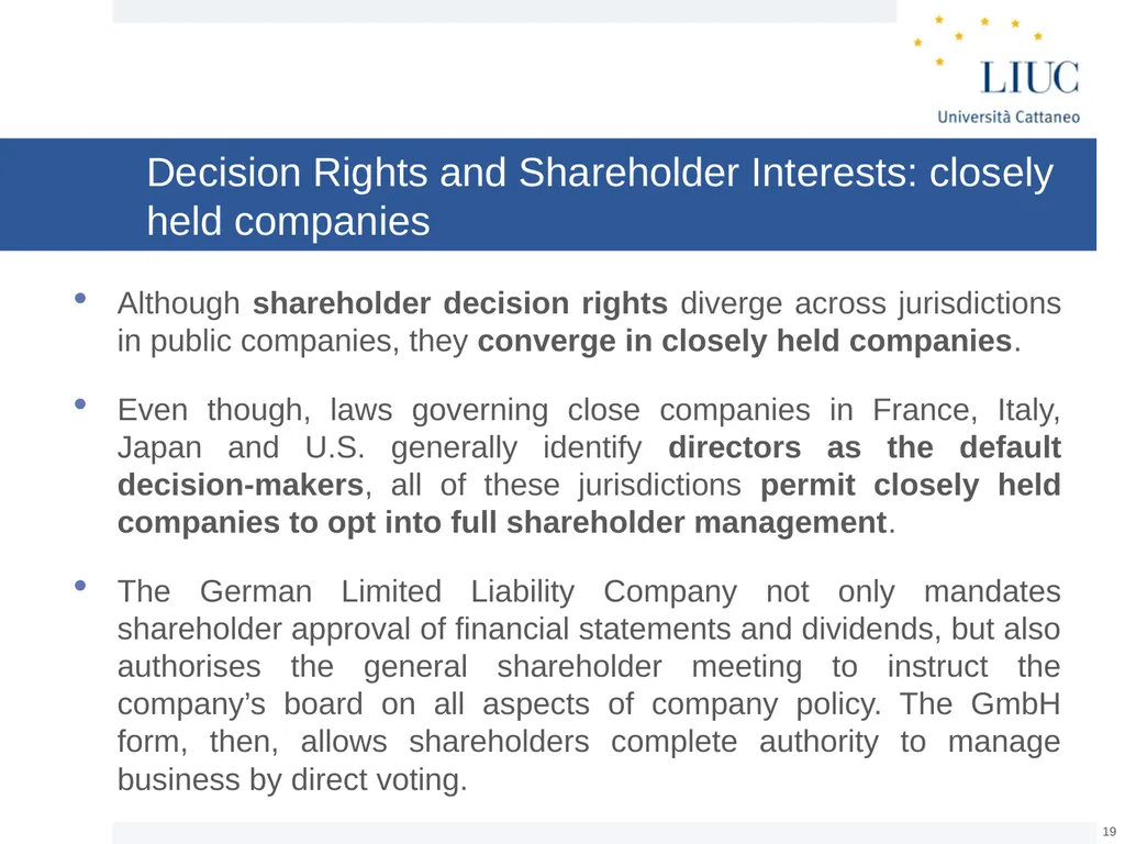 The Basic Governance Structure: the Interests of - slide 19 of 39