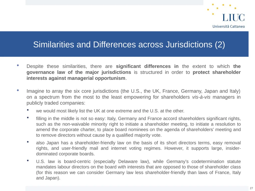 The Basic Governance Structure: the Interests of - slide 27 of 39
