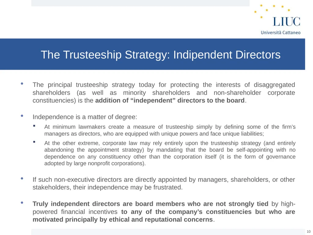 The Basic Governance Structure: the Interests of - slide 10 of 39