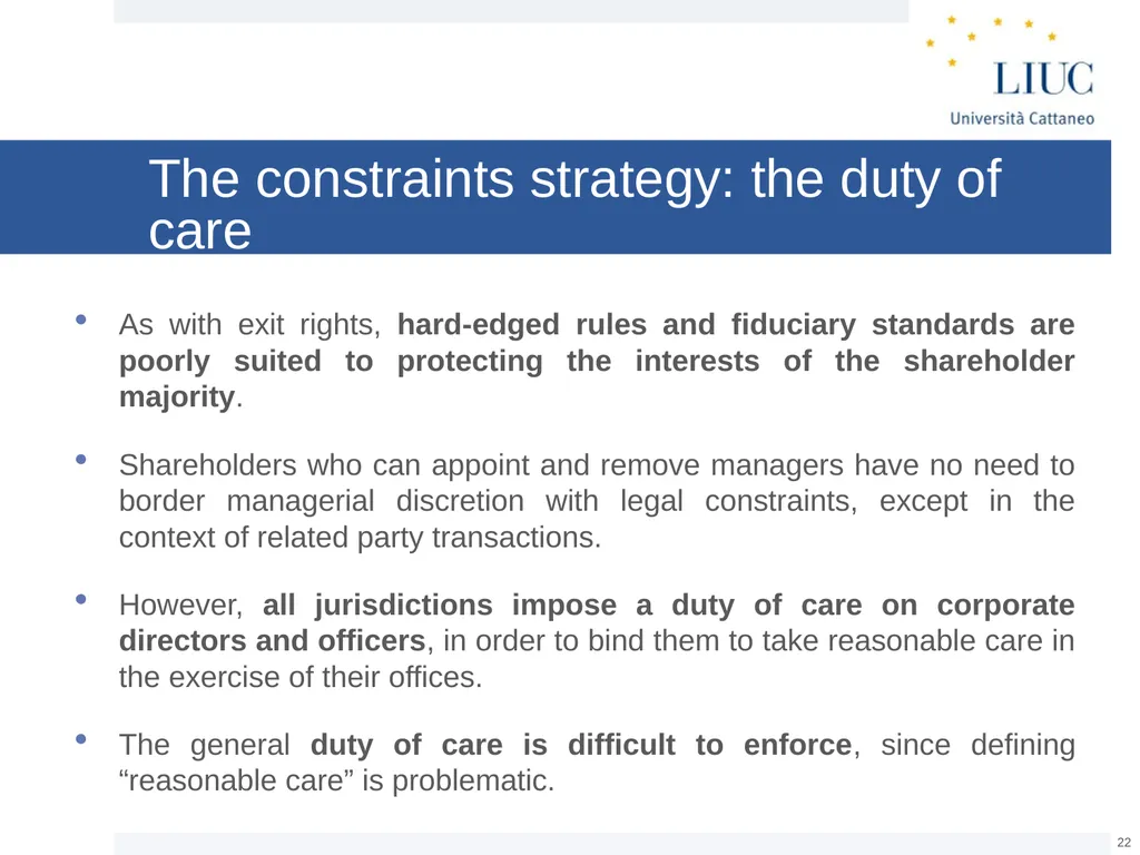The Basic Governance Structure: the Interests of - slide 22 of 39