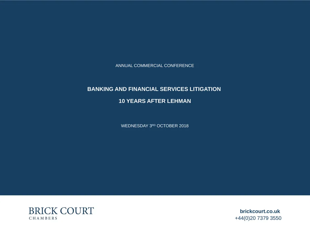 ANNUAL COMMERCIAL CONFERENCE Banking and financial