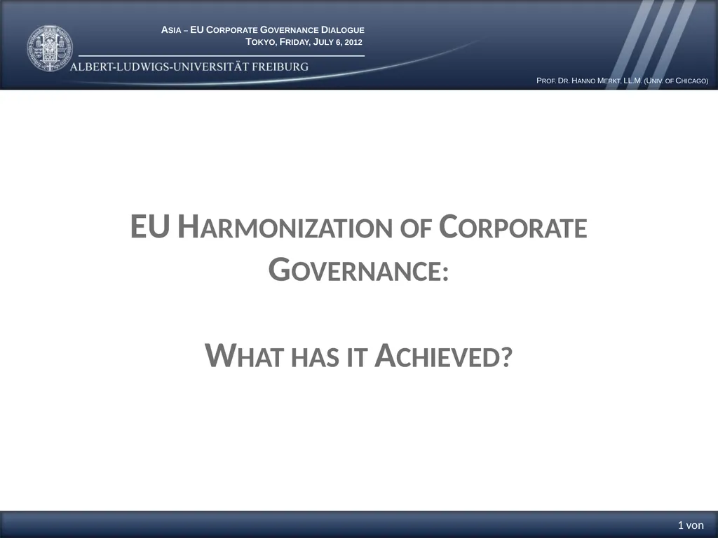 1 von EU Harmonization of Corporate Governance: