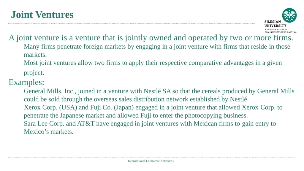 International Economic Activities Ing. Jana - slide 21 of 25