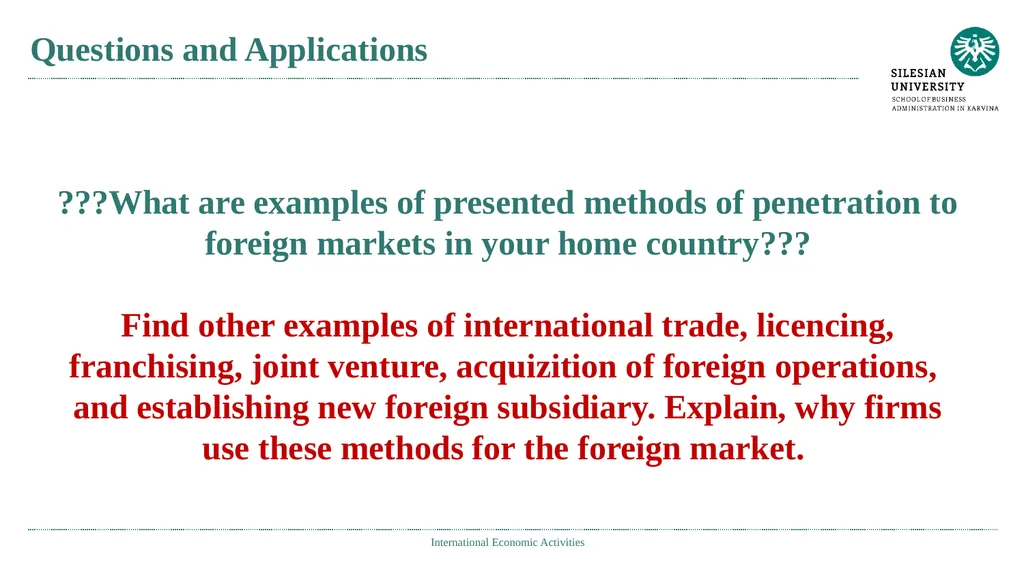 International Economic Activities Ing. Jana - slide 24 of 25