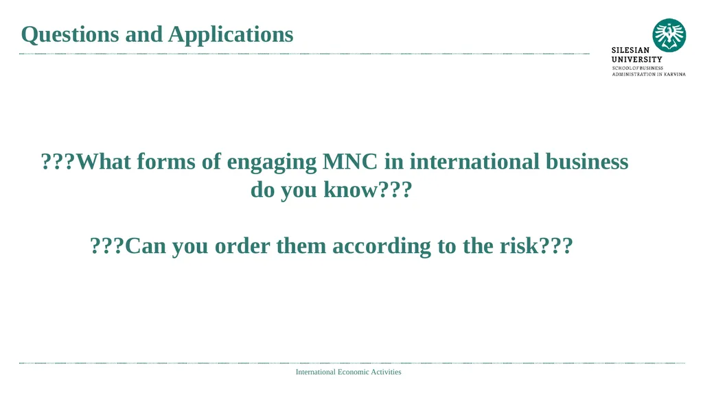 International Economic Activities Ing. Jana - slide 16 of 25