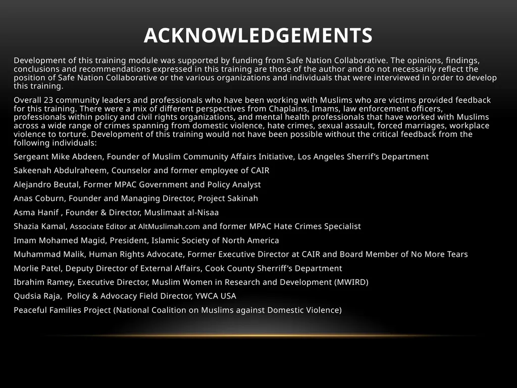 Darakshan Raja, MA Associate, Safe Nation - slide 2 of 54