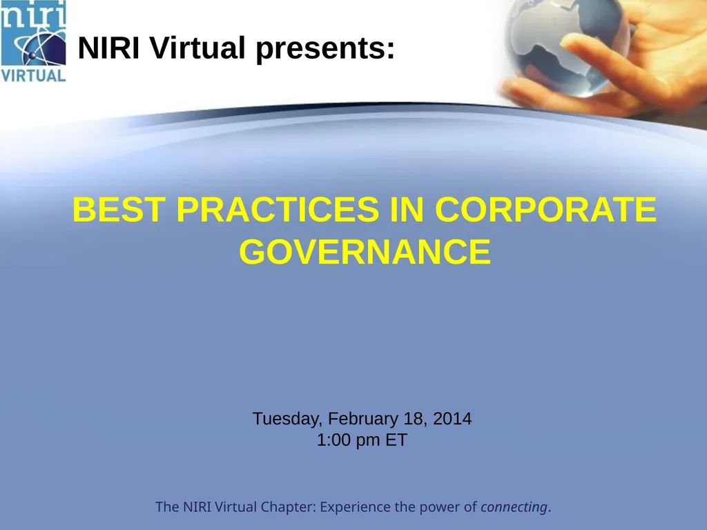 Best Practices in Corporate Governance NIRI