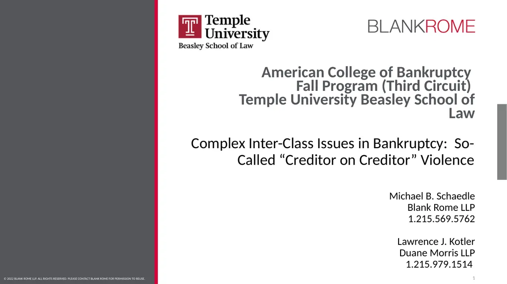American College of Bankruptcy Fall Program (Third