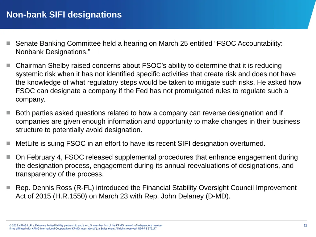 Financial services issues update Priya Dayananda - slide 11 of 19