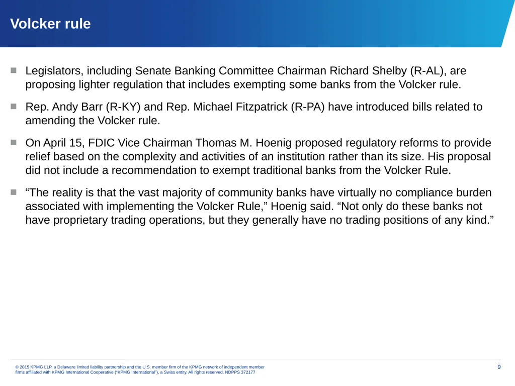 Financial services issues update Priya Dayananda - slide 9 of 19