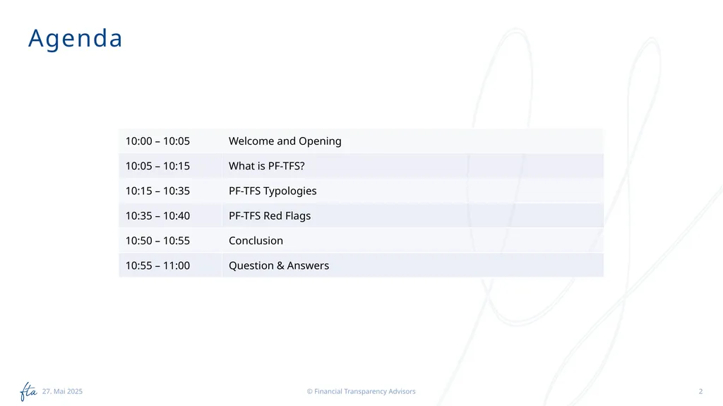 AML Tuesday’s Session #13 on: PF-TFS, Typologies, - slide 2 of 24