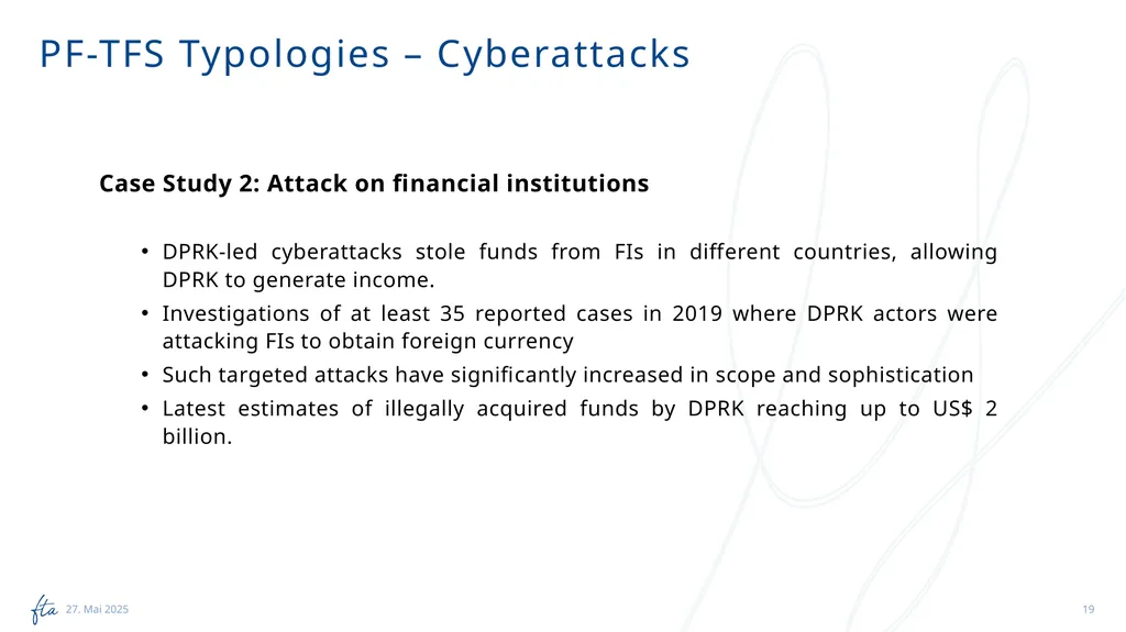 AML Tuesday’s Session #13 on: PF-TFS, Typologies, - slide 19 of 24