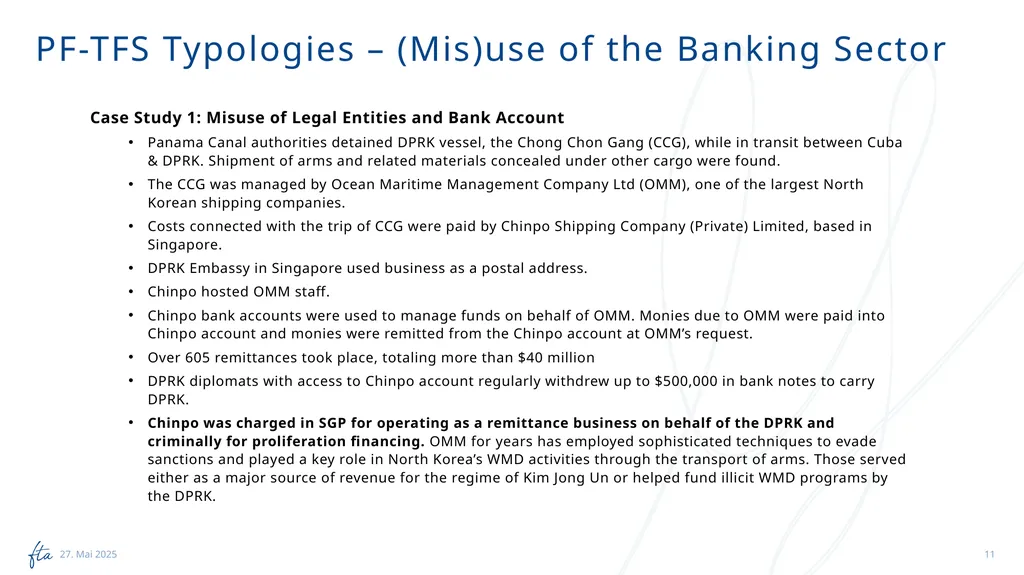 AML Tuesday’s Session #13 on: PF-TFS, Typologies, - slide 11 of 24