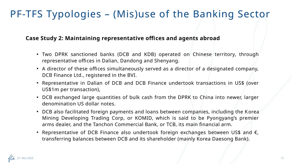 AML Tuesday’s Session #13 on: PF-TFS, Typologies, - slide 12 of 24