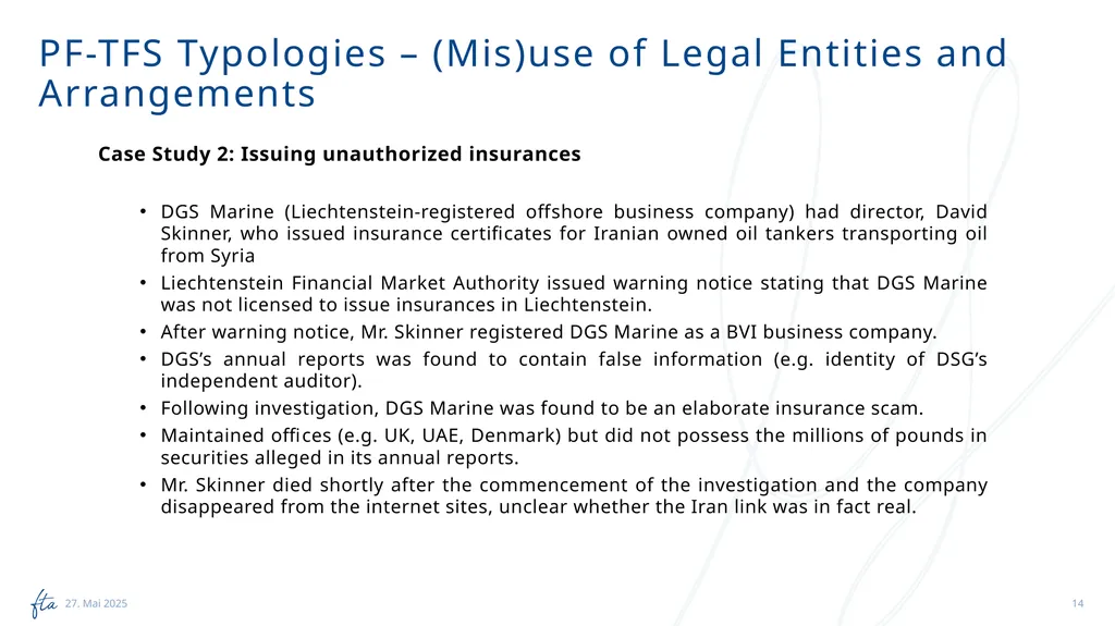 AML Tuesday’s Session #13 on: PF-TFS, Typologies, - slide 14 of 24
