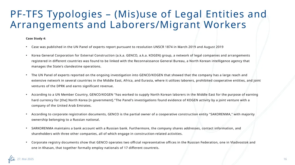 AML Tuesday’s Session #13 on: PF-TFS, Typologies, - slide 16 of 24