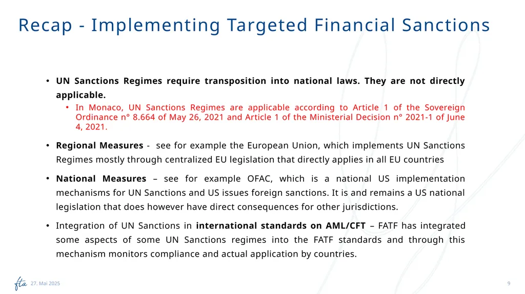 AML Tuesday’s Session #13 on: PF-TFS, Typologies, - slide 9 of 24