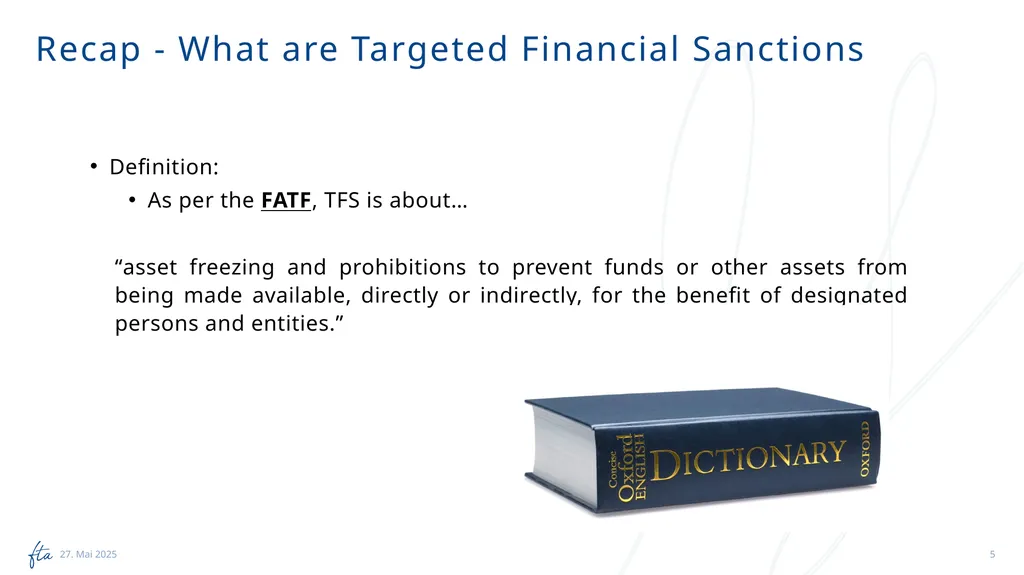 AML Tuesday’s Session #13 on: PF-TFS, Typologies, - slide 5 of 24