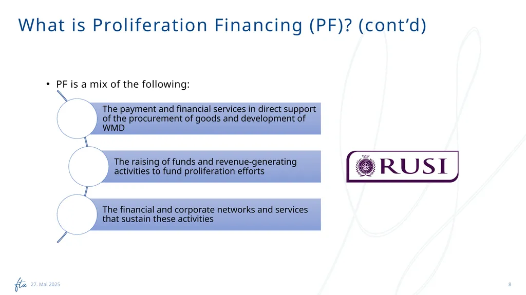 AML Tuesday’s Session #13 on: PF-TFS, Typologies, - slide 8 of 24