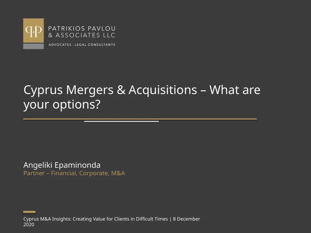 Cyprus Mergers & Acquisitions – What are your - slide 1 of 10