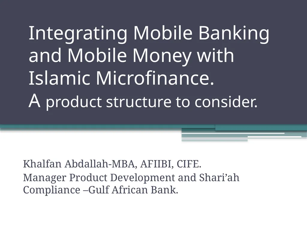 Integrating Mobile Banking and Mobile Money with - slide 1 of 10