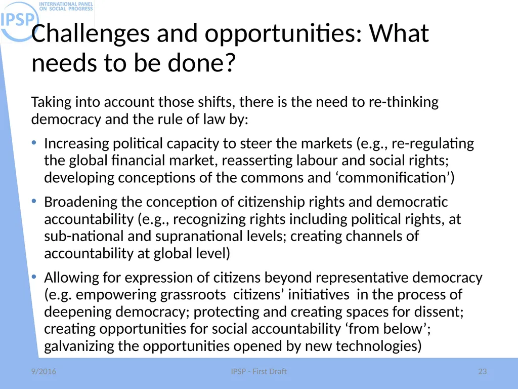 International Panel on Social Progress First draft - slide 23 of 52