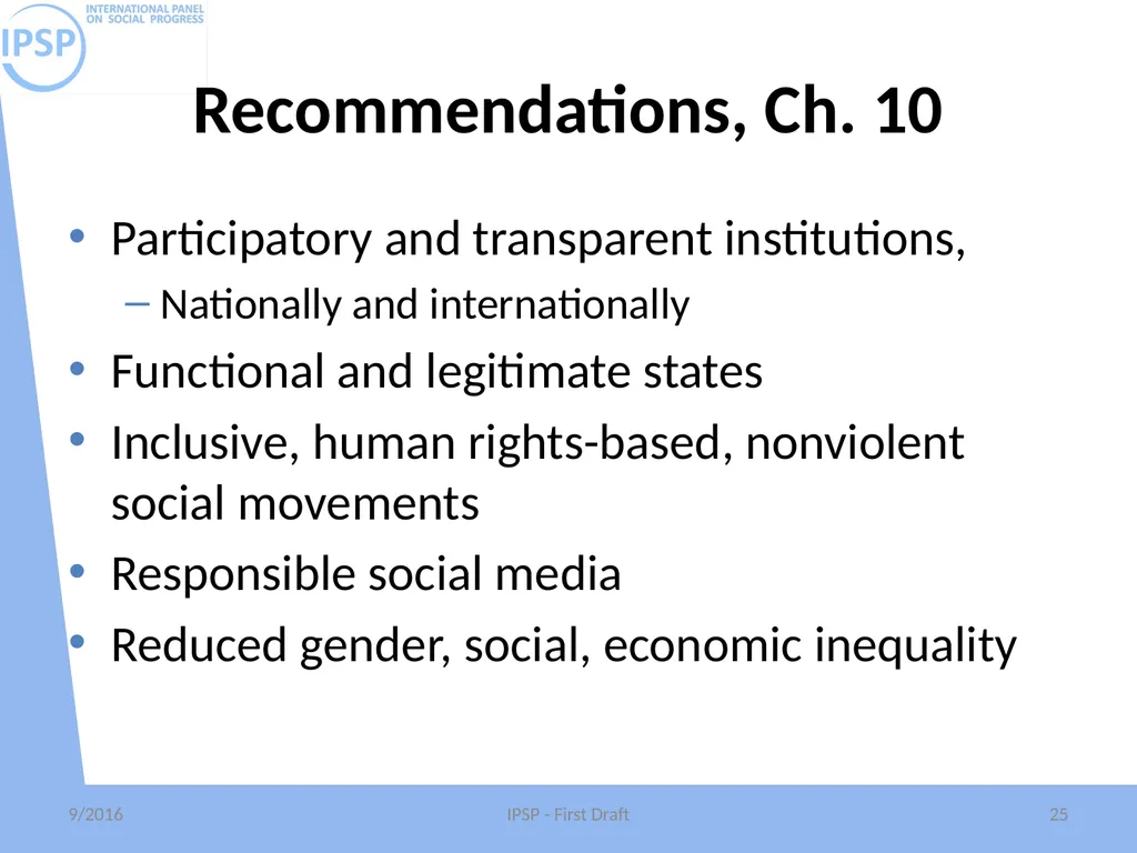 International Panel on Social Progress First draft - slide 25 of 52