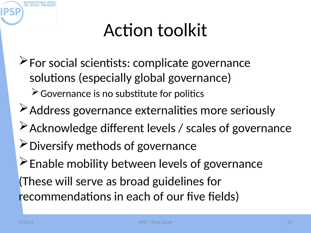 International Panel on Social Progress First draft - slide 29 of 52
