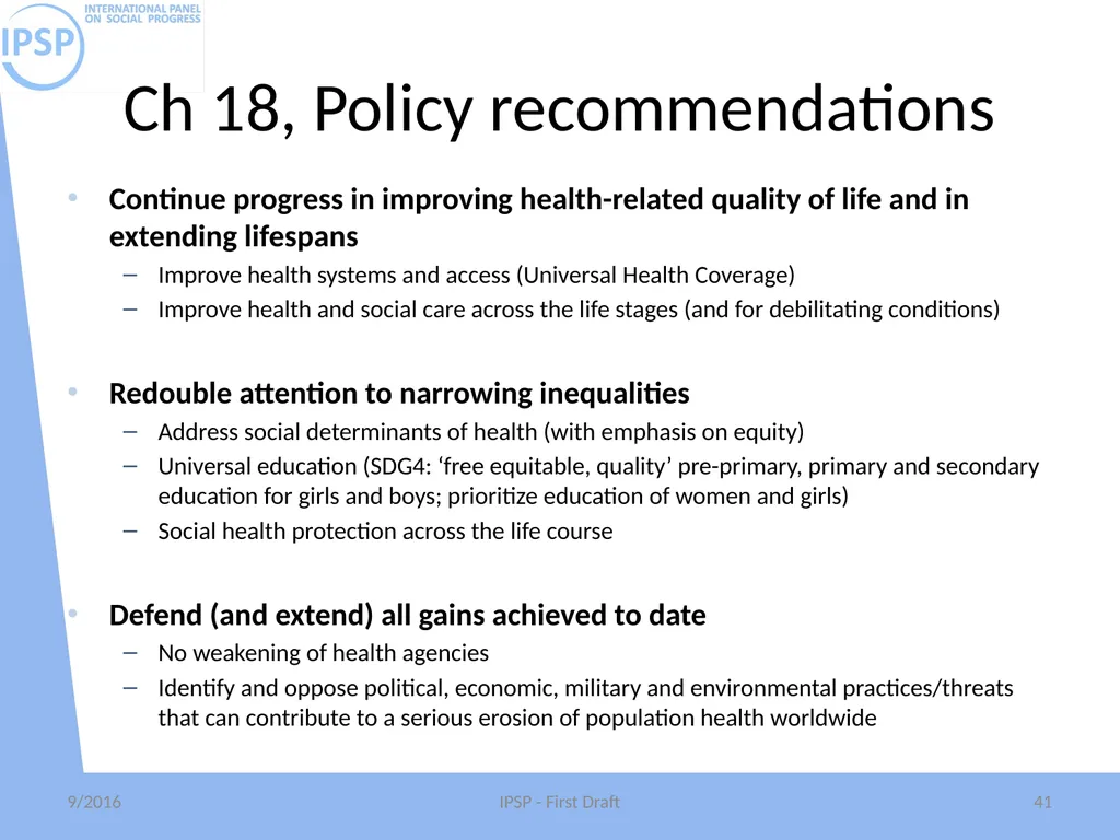 International Panel on Social Progress First draft - slide 41 of 52
