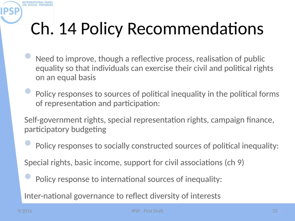 International Panel on Social Progress First draft - slide 33 of 52