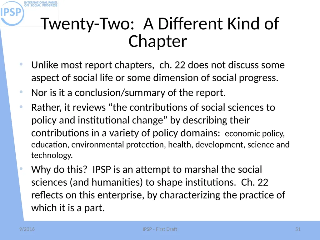 International Panel on Social Progress First draft - slide 51 of 52