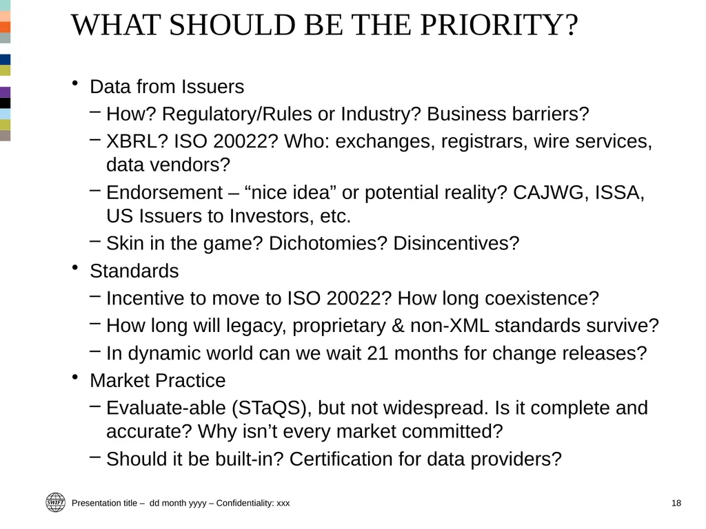 Standards and market practice (including XBRL) – - slide 17 of 19
