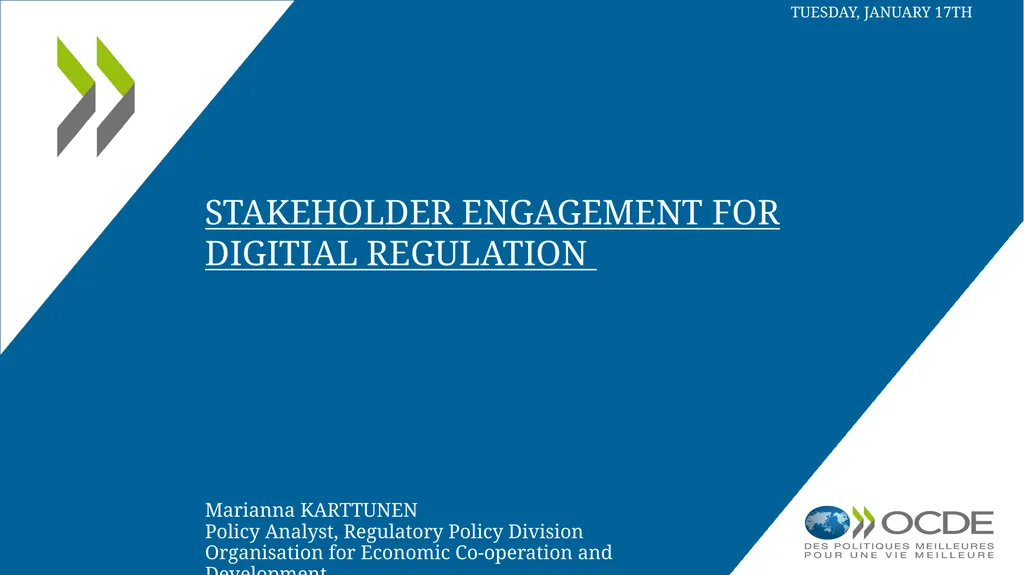 Tuesday, January 17TH Marianna KARTTUNEN Policy