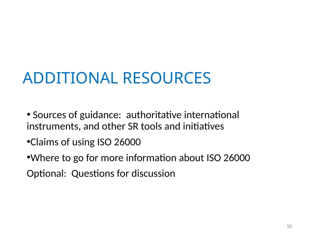 ISO 26000 Basic training material Published by ISO - slide 50 of 59