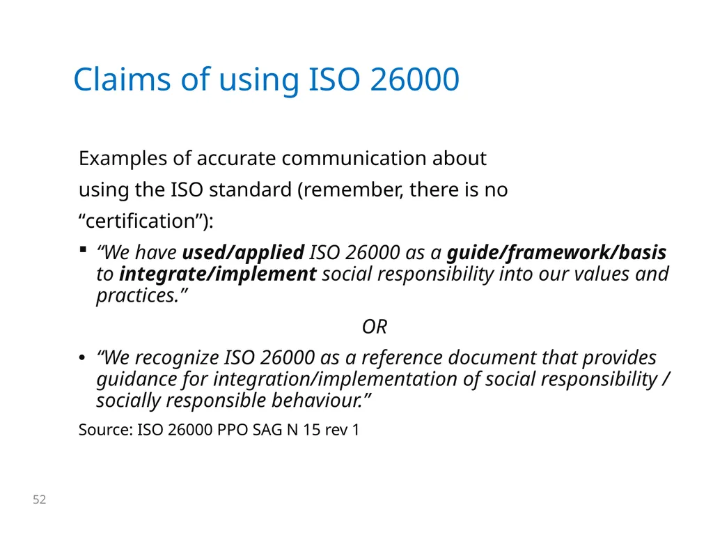 ISO 26000 Basic training material Published by ISO - slide 52 of 59