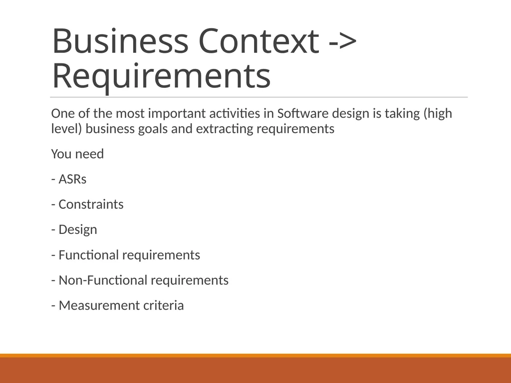 Business Context Essential business requirements - slide 28 of 32