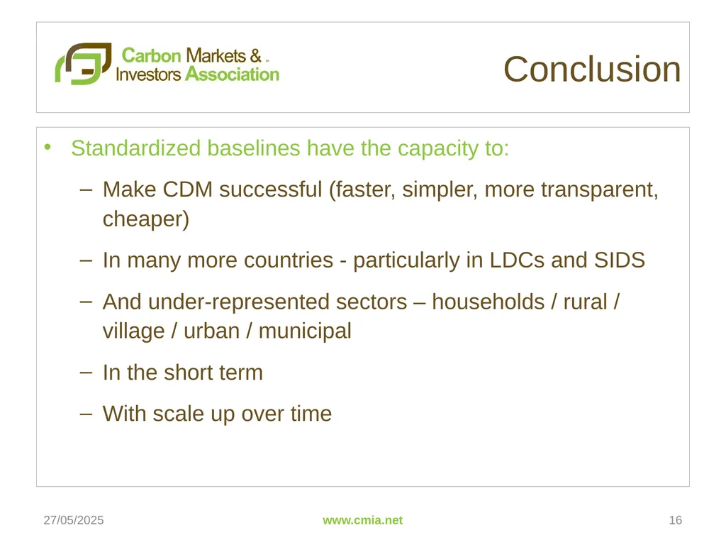 Standardized Baselines 7th CDM Joint Coordination - slide 16 of 17