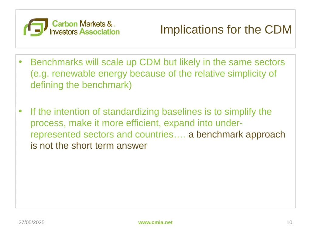 Standardized Baselines 7th CDM Joint Coordination - slide 10 of 17