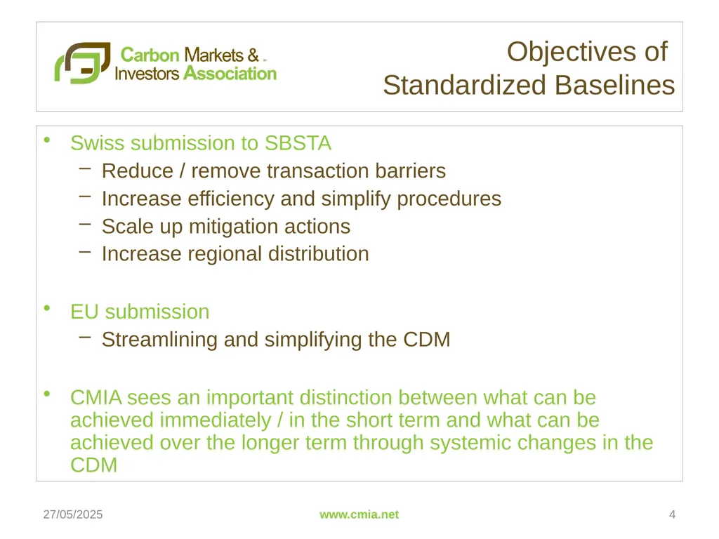 Standardized Baselines 7th CDM Joint Coordination - slide 4 of 17