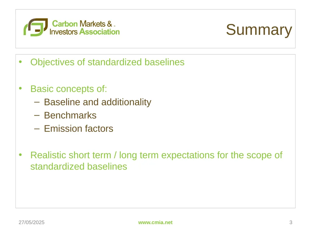Standardized Baselines 7th CDM Joint Coordination - slide 3 of 17
