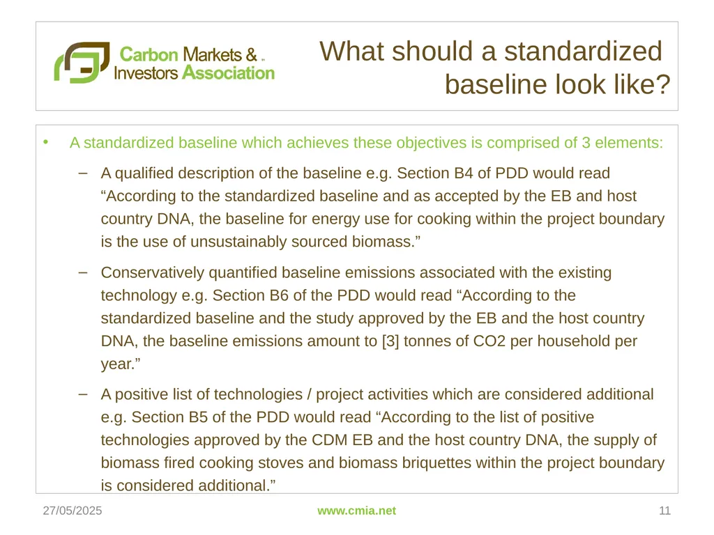 Standardized Baselines 7th CDM Joint Coordination - slide 11 of 17